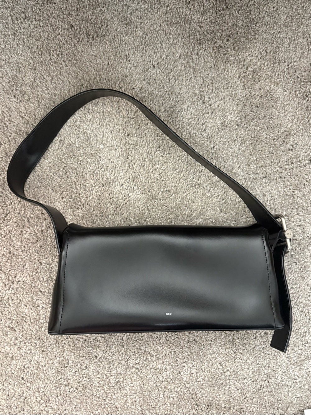 Black Leather Shoulder Bag - OSOI
